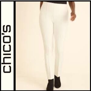 Chico's So Slimming Cream Juliet Straight Pants, Sz 4R, 27" Inseam